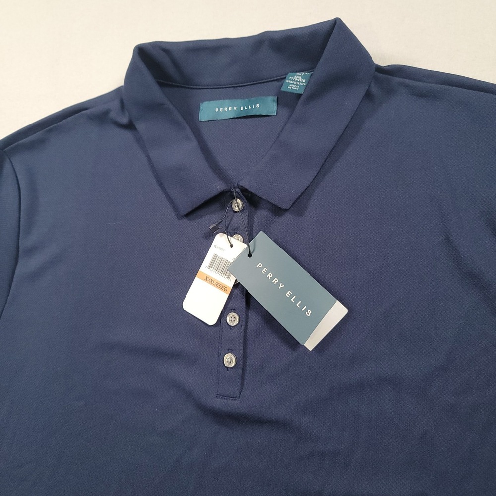 NWT Perry Ellis Women Polo Shirt XXXL Navy Peacoat Blue Performance Uniform